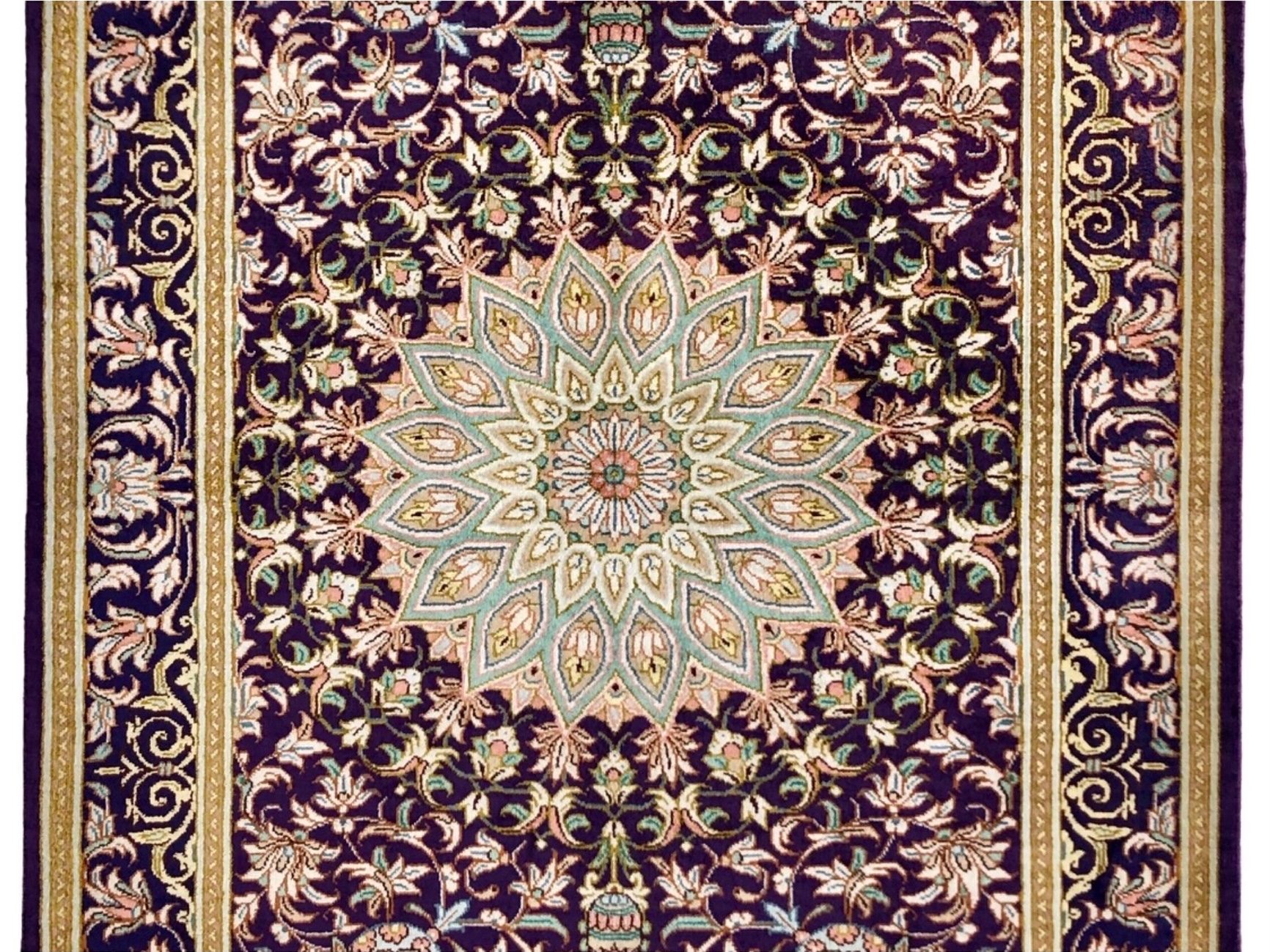 ペルシャ絨毯【シルク】玄関マット小　マラゲ産(クム柄)　60×89(cm)　¥275,000(税込)