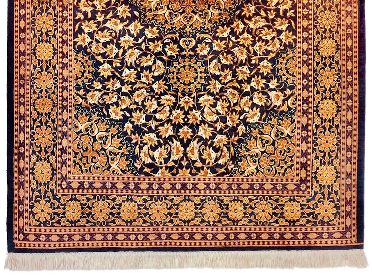 ペルシャ絨毯【シルク】マラゲ産(クム柄) 77×115 玄関マット中