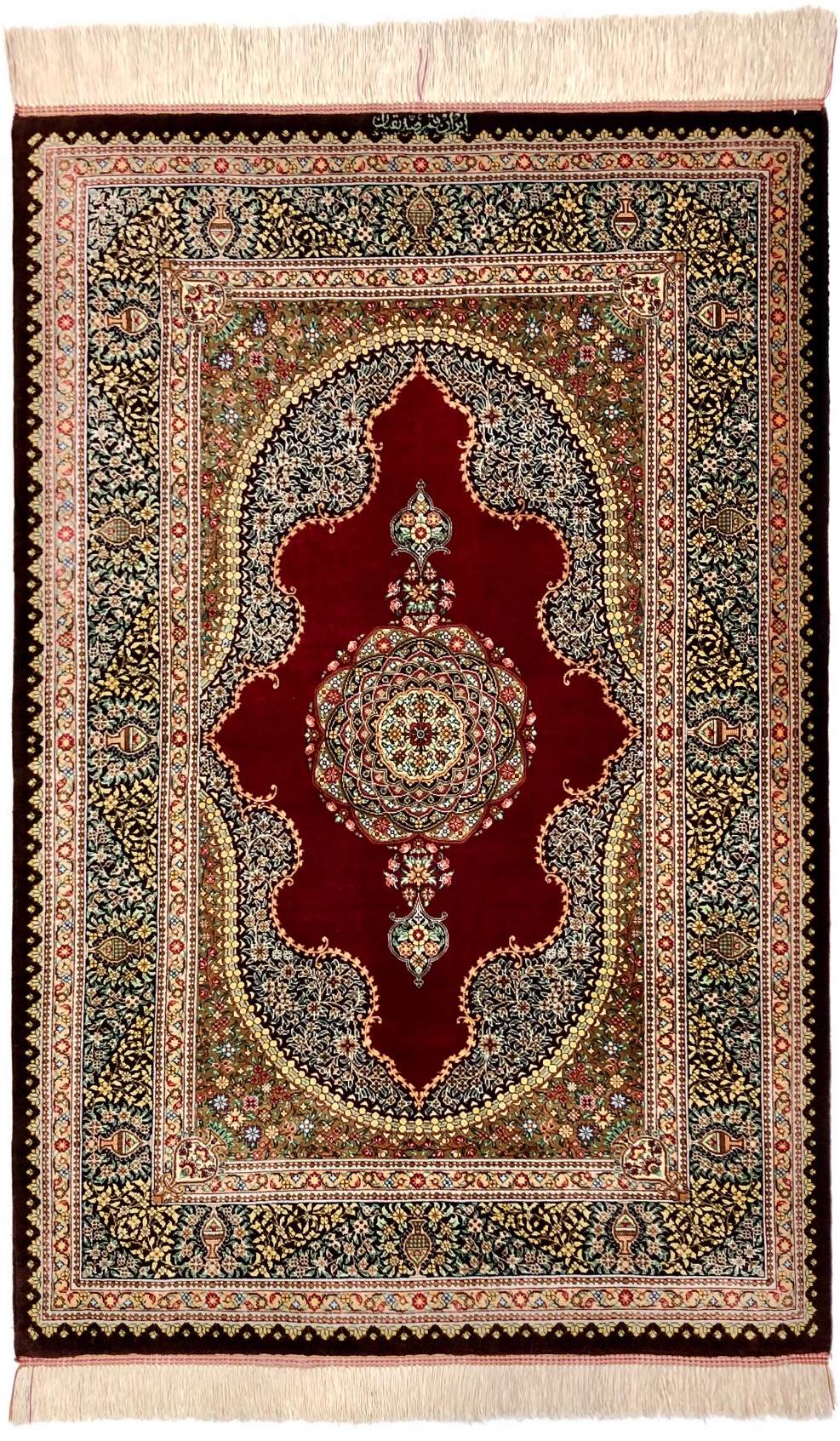 ペルシャ絨毯【シルク】クム産(逸品) 79×119 玄関マット中 ¥1,540,000