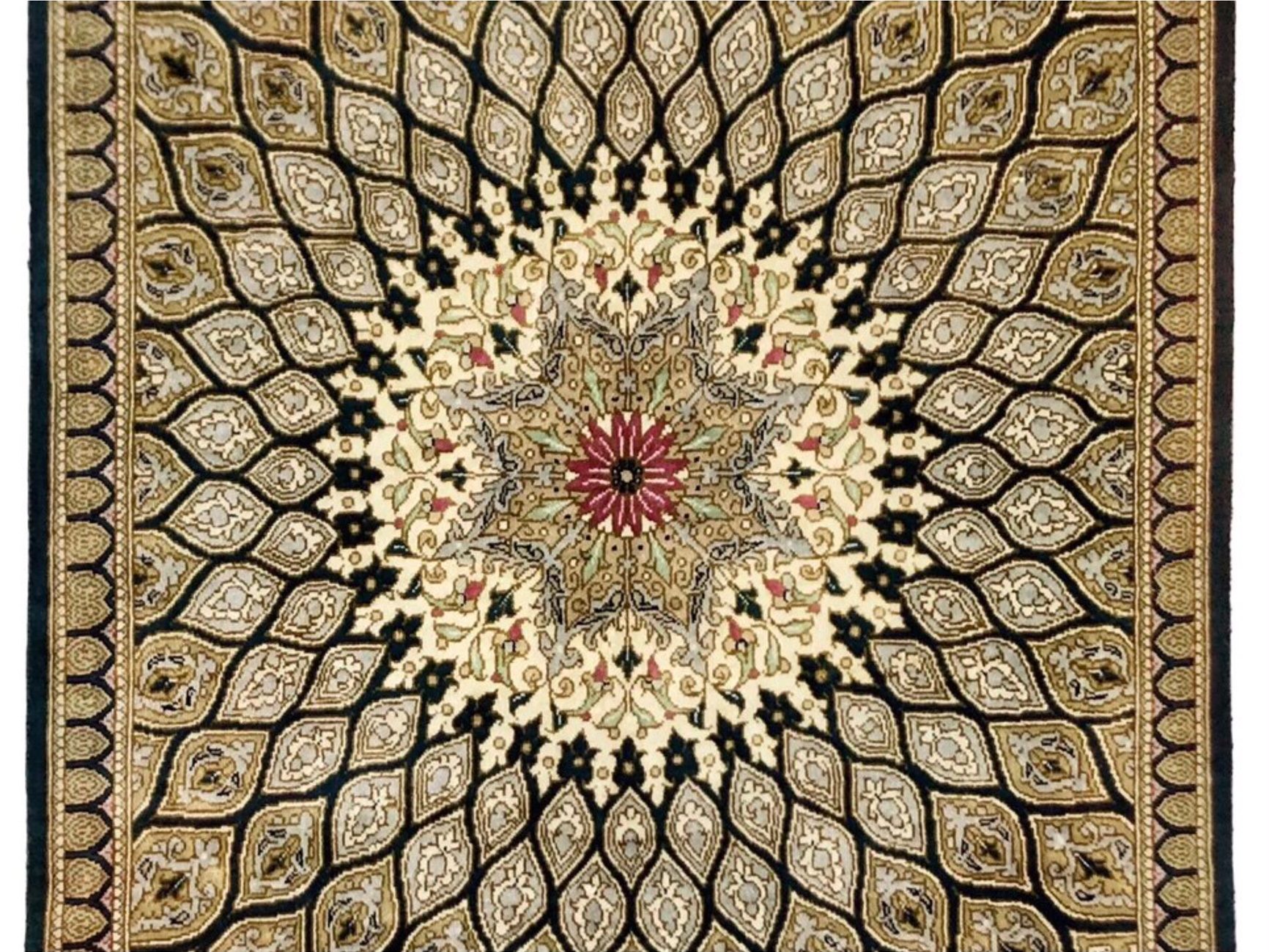 ペルシャ絨毯【シルク】玄関マット小　マラゲ産(クム柄)　56×93(cm)　¥275,000(税込)