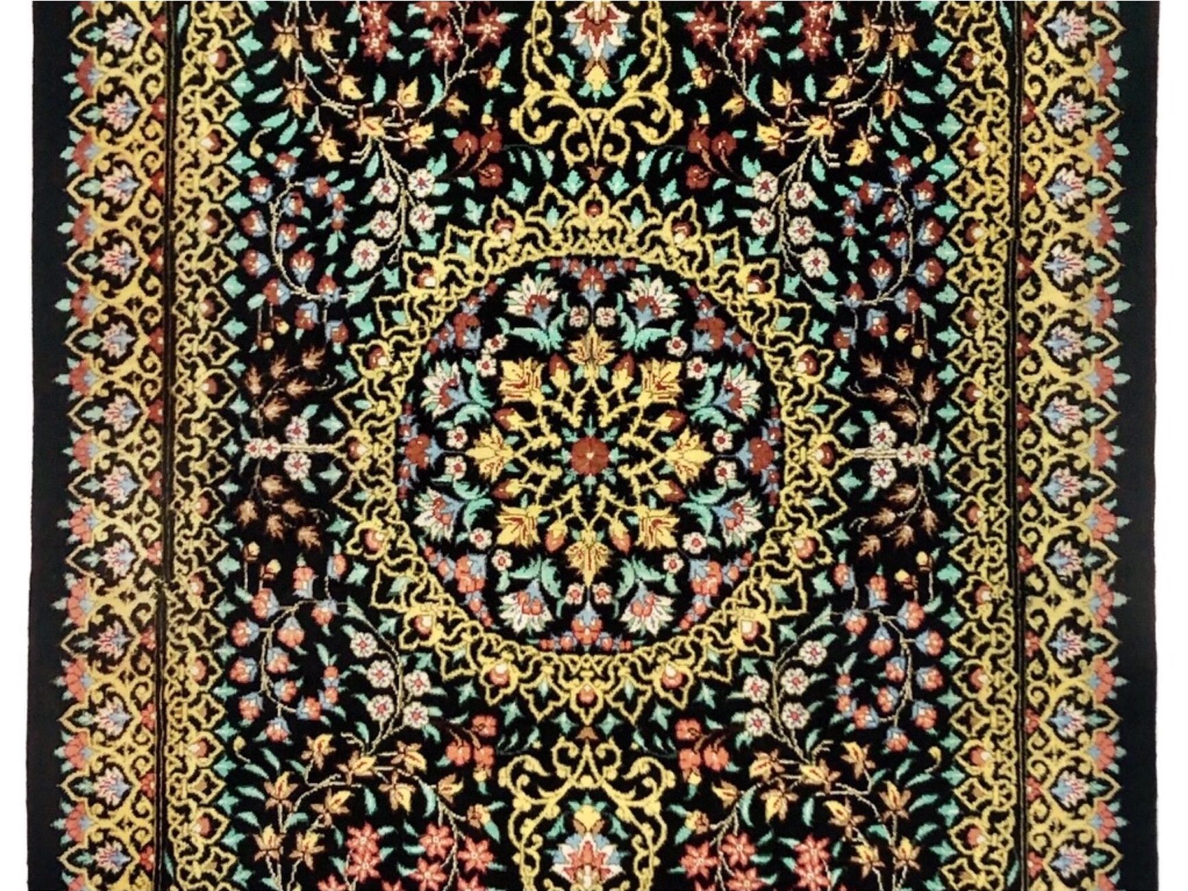 ペルシャ絨毯【シルク】玄関マット小　マラゲ産(クム柄)　59×91(cm)　¥275,000(税込)