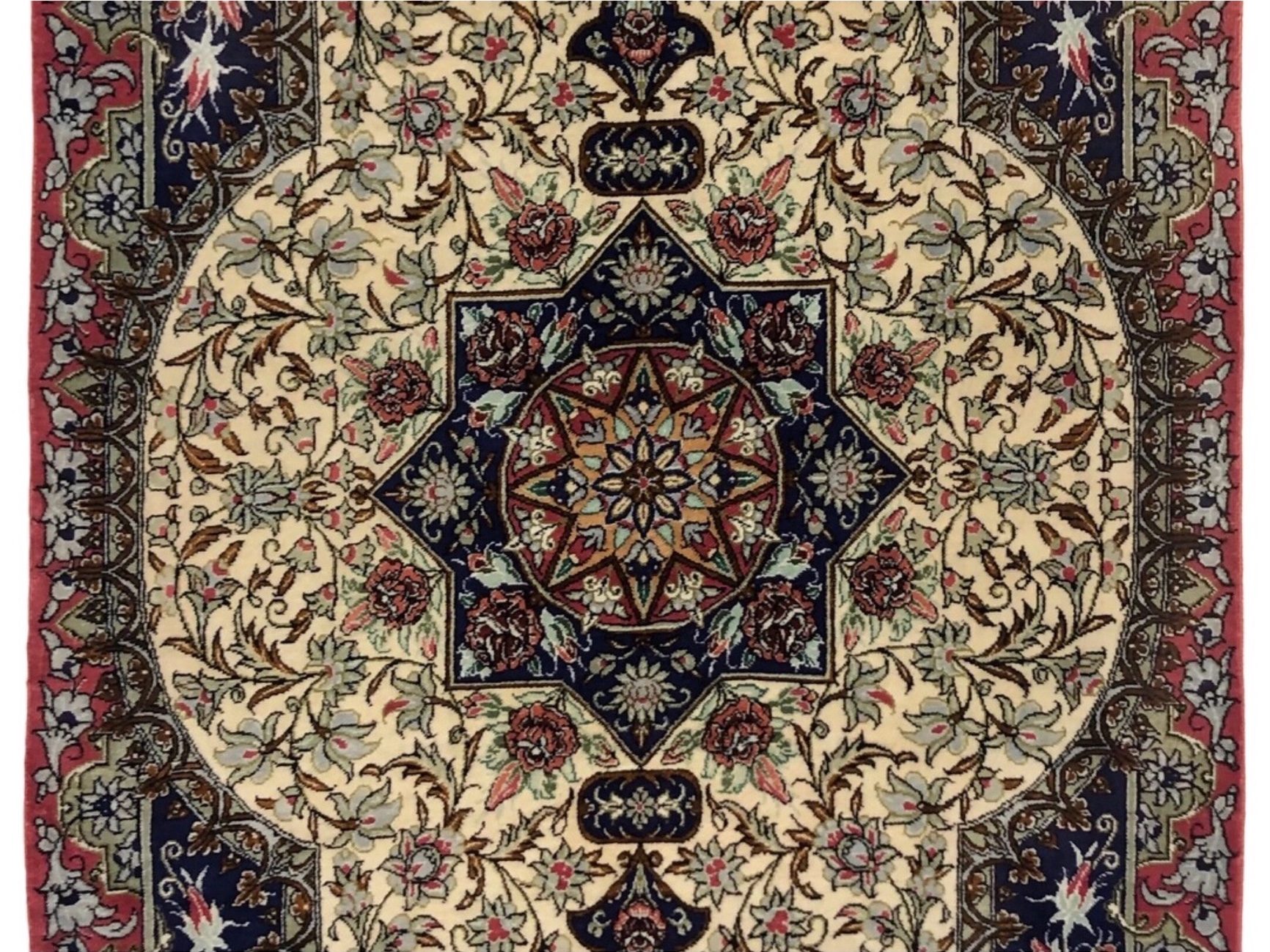 ペルシャ絨毯【シルク】玄関マット小　マラゲ産(クム柄)　59×93(cm)　¥275,000(税込)