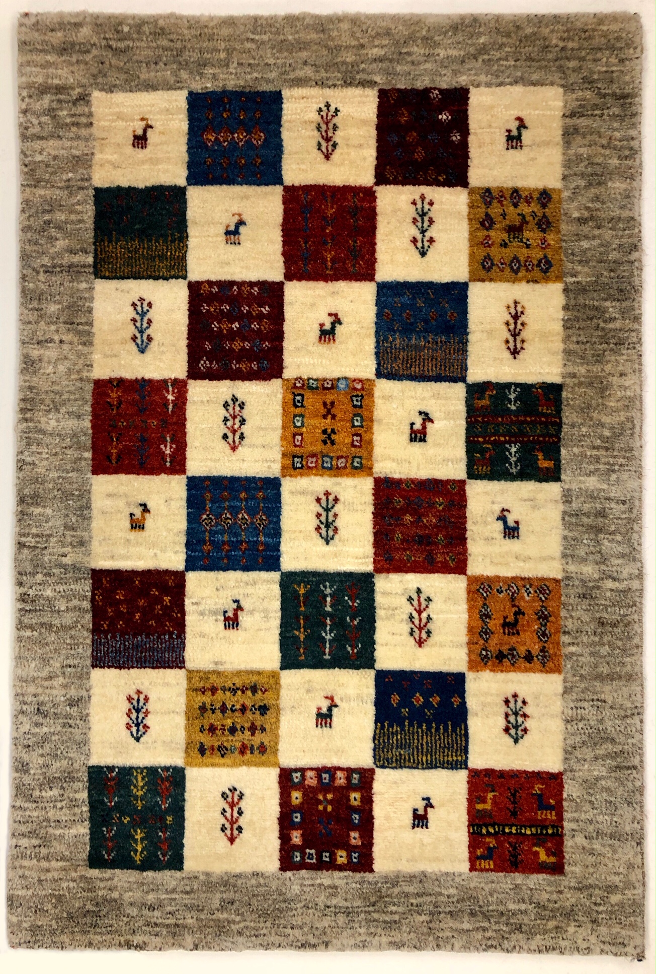 ペルシャ絨毯【トライバルラグ】カシュクリ・ギャッベ67×99 玄関マット小 SOLD OUT