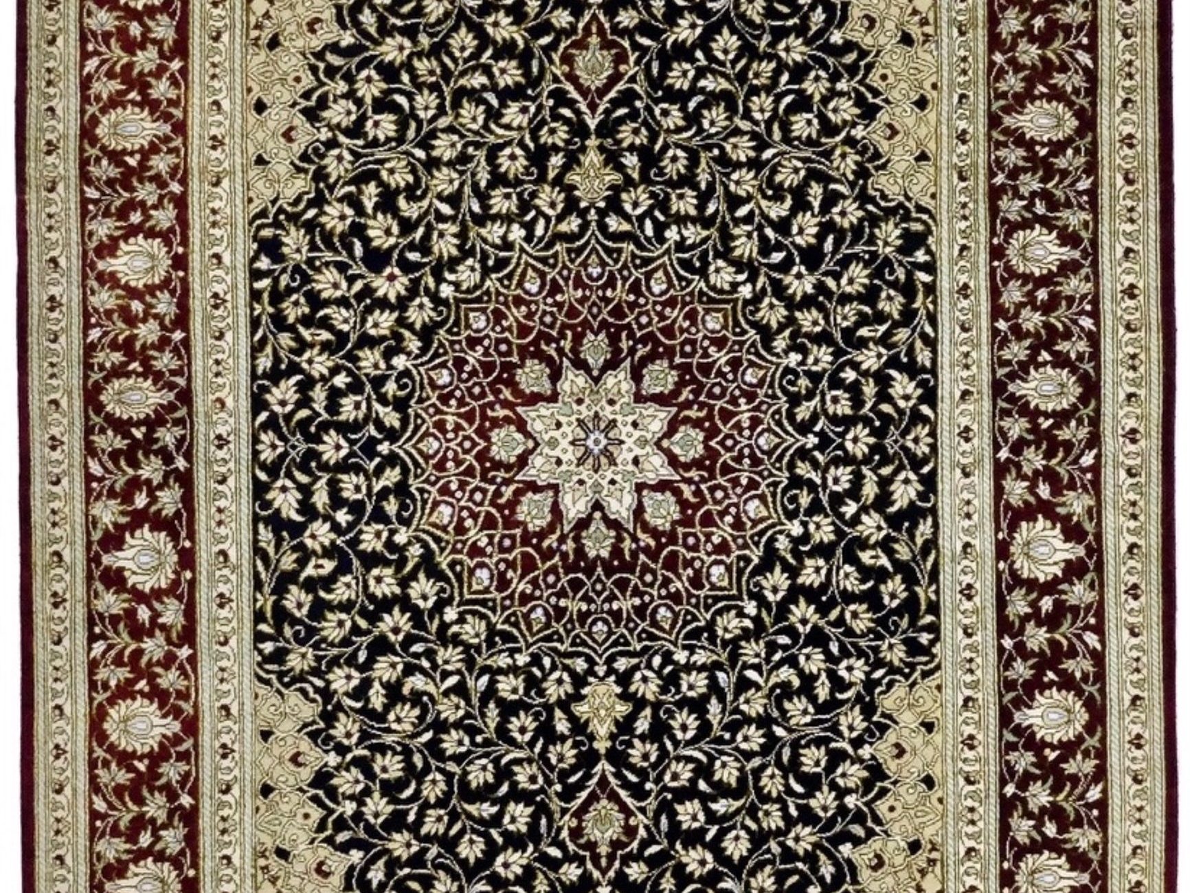 ペルシャ絨毯【シルク】玄関マット大 マラゲ産(クム柄) 98×150(cm 