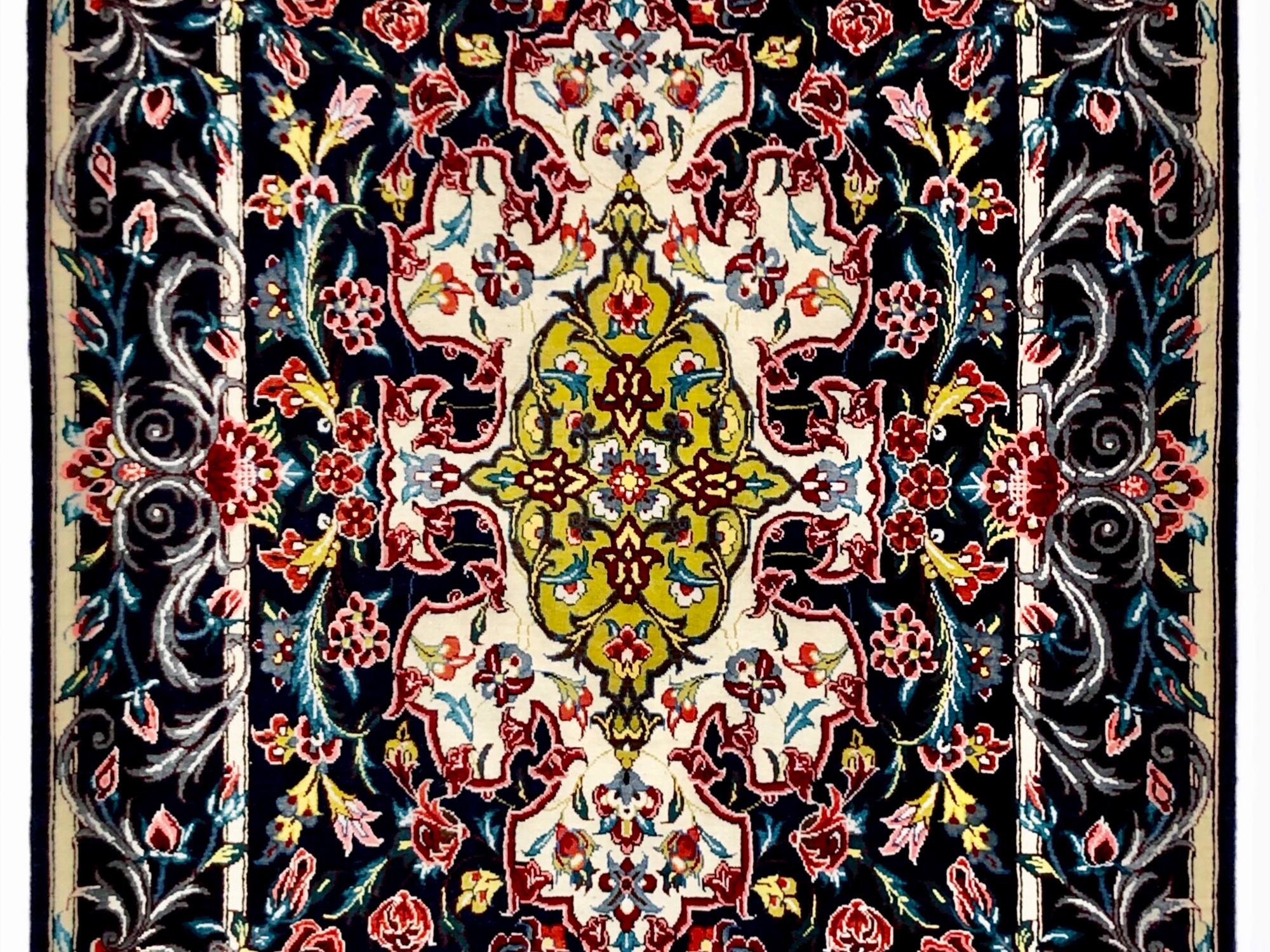 ペルシャ絨毯【シルク】マラゲ産(クム柄) 59×91 玄関マット小 ¥275,000(税込)