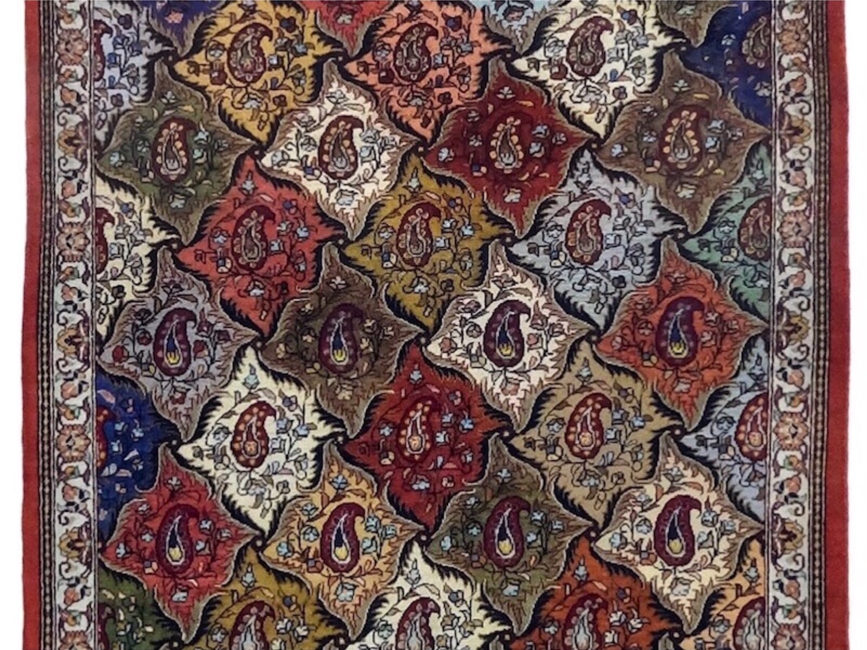 ペルシャ絨毯【シルク】玄関マット小　クム産　60×87(cm)　¥275,000(税込)