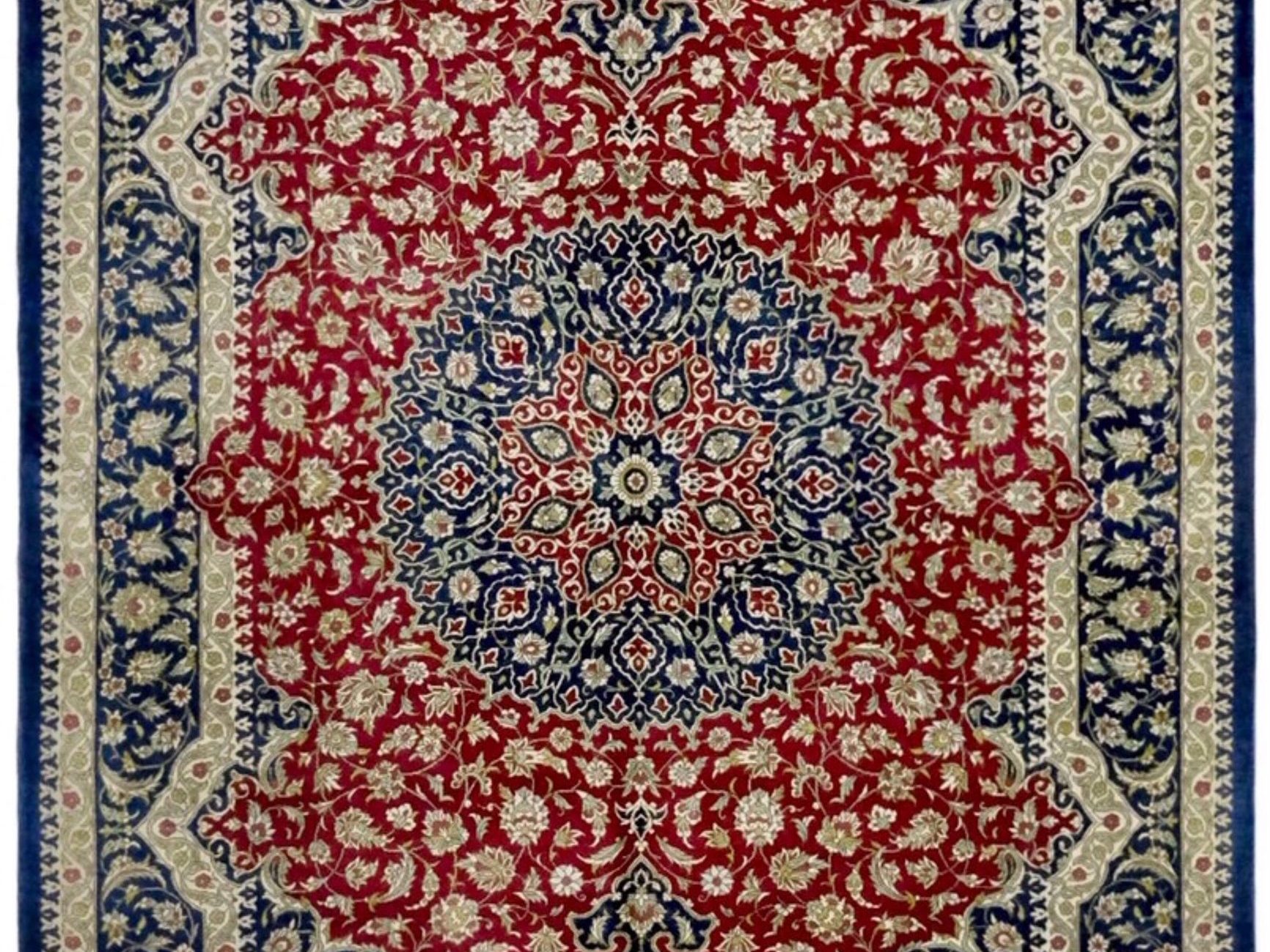 ペルシャ絨毯【シルク】玄関マット大 クム産(逸品) 100×151(cm