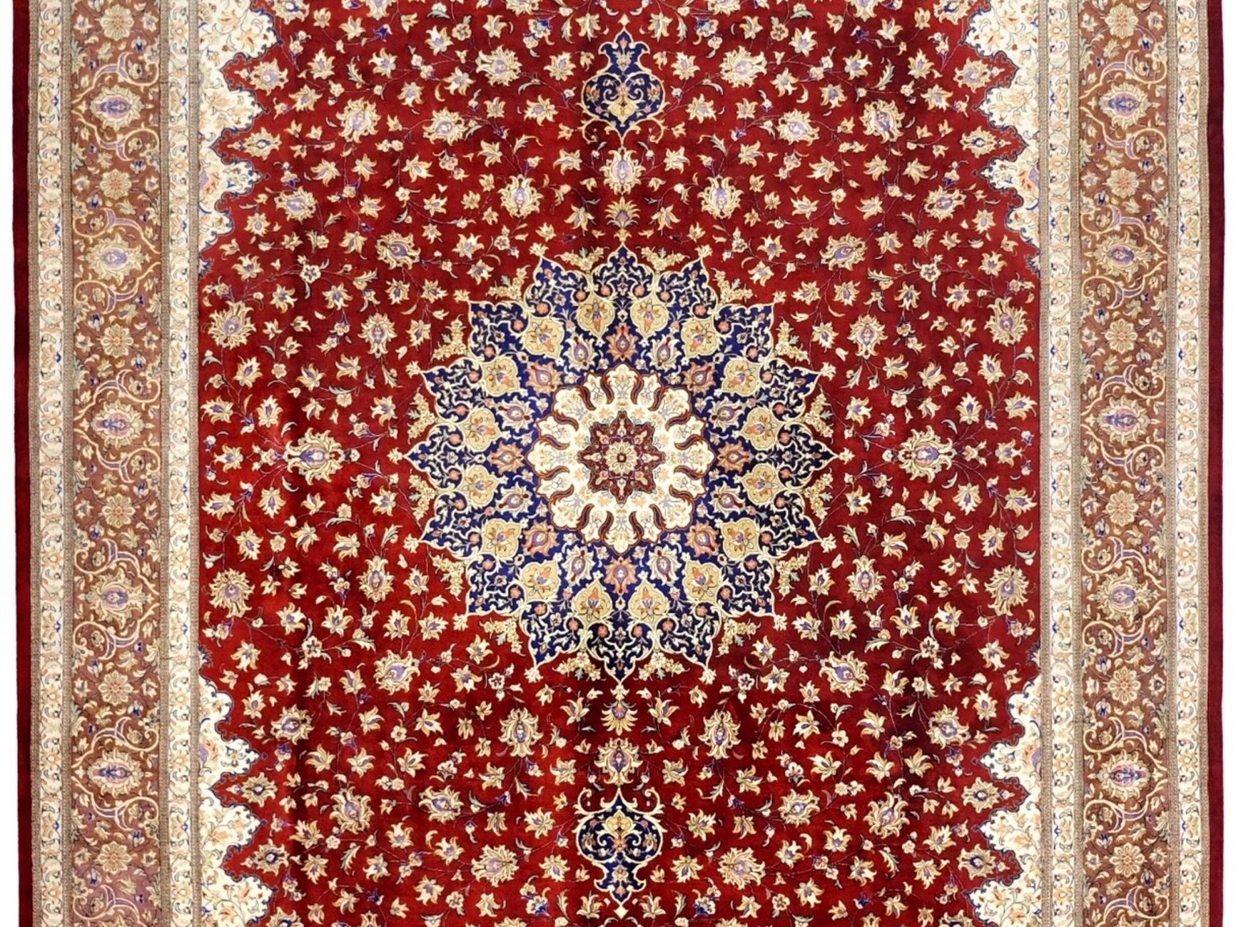 ペルシャ絨毯【シルク】リビングサイズ大　マラゲ産(クム柄)　198×295(cm)　¥3,850,000(税込)