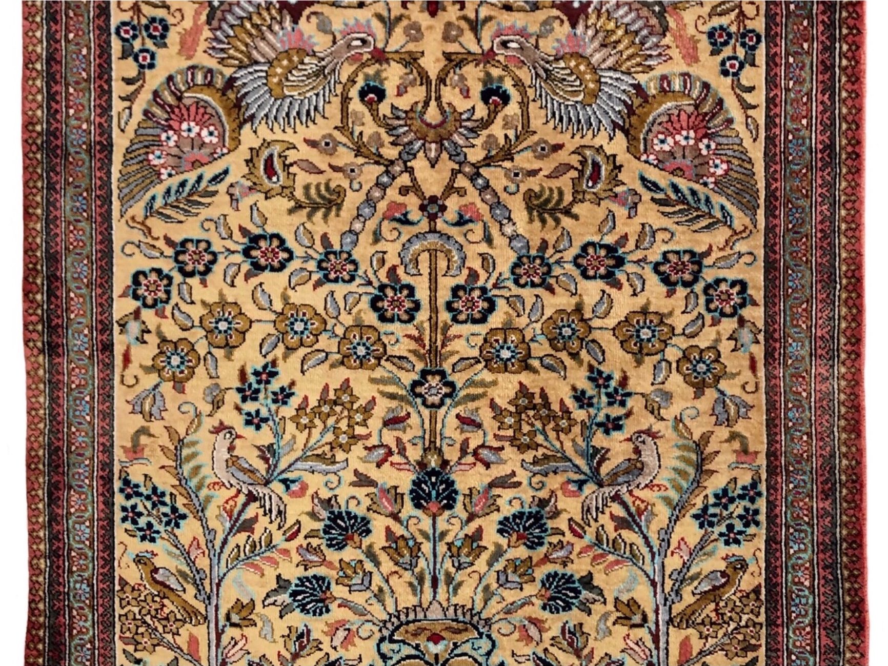 ペルシャ絨毯【シルク】玄関マット小　クム産　65×85(cm)　¥198,000(税込)