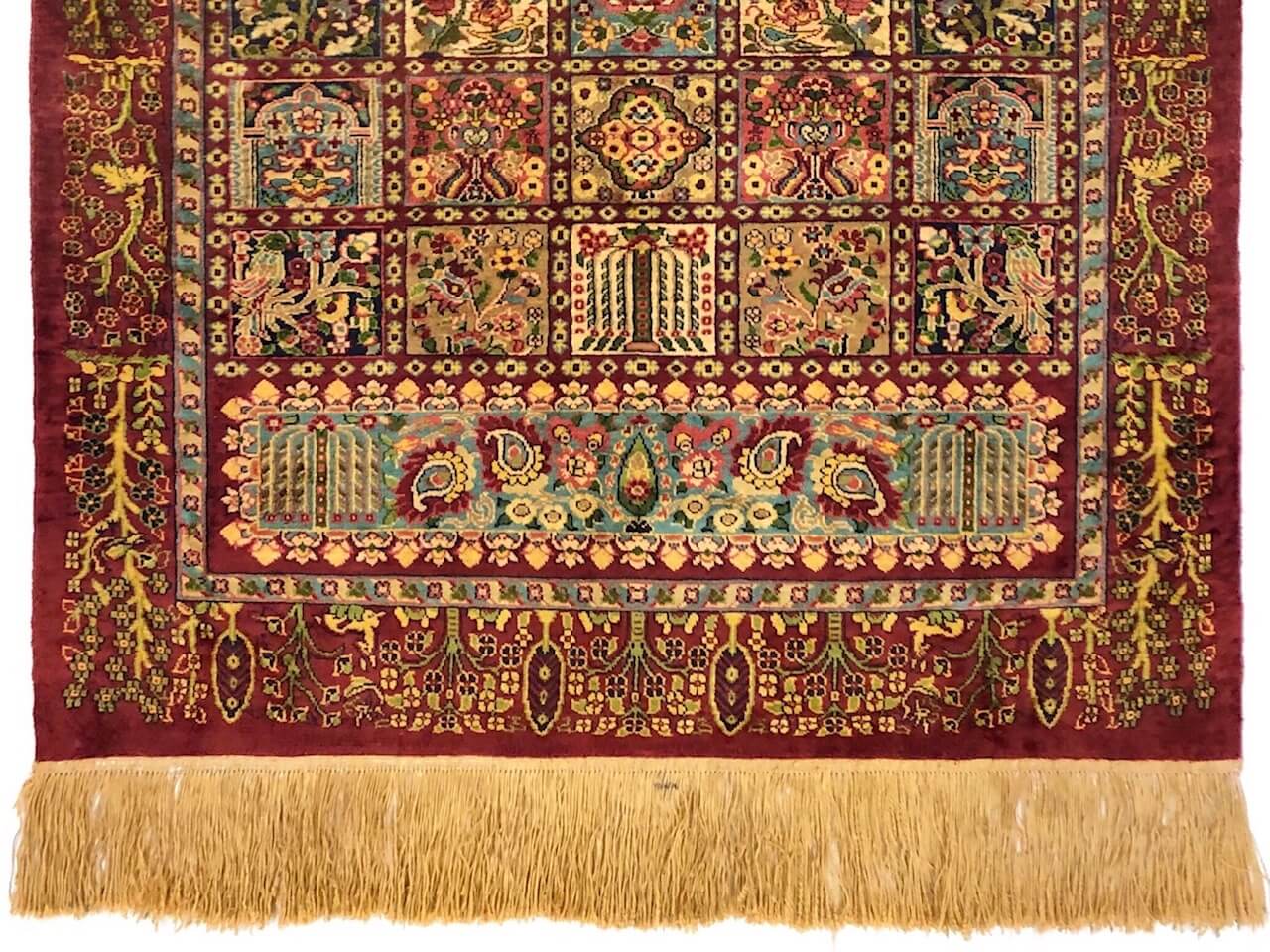 ペルシャ絨毯【シルク】玄関マット中 マシャド産 80×120(cm 