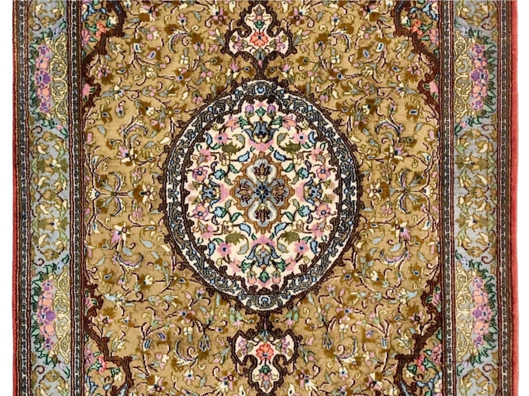 ペルシャ絨毯【シルク】玄関マット小　マラゲ産(クム柄)　61×93(cm)　¥275,000(税込)