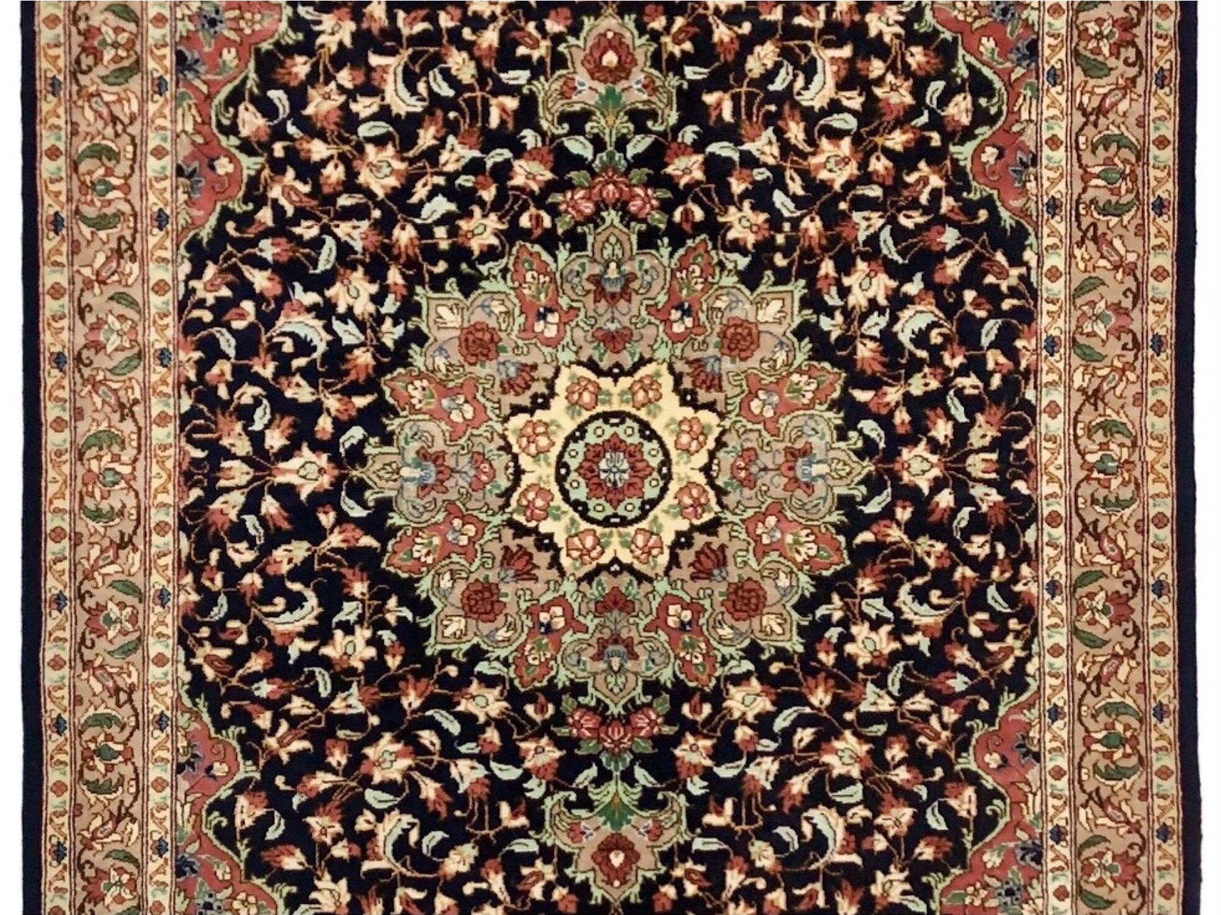 ペルシャ絨毯【シルク】玄関マット小　マラゲ産(クム柄)　60×88(cm)　¥220,000(税込)